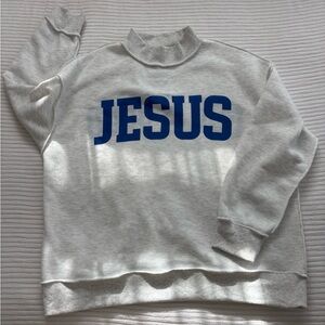 Gray JESUS Print Men's Sweater